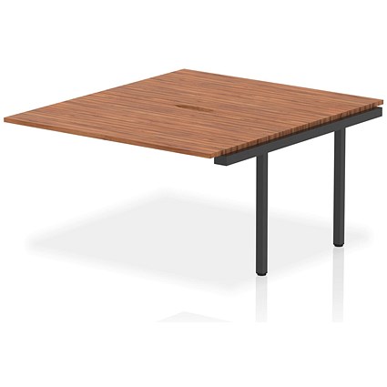 Evolve Plus 1400mm B2B Office Bench Desk Ext Kit Walnut Top Black Frame