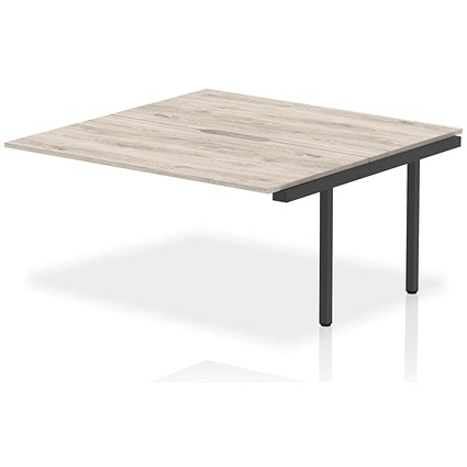 Evolve Plus 1600mm B2B Office Bench Desk Ext Kit Grey Oak Top Black Frame