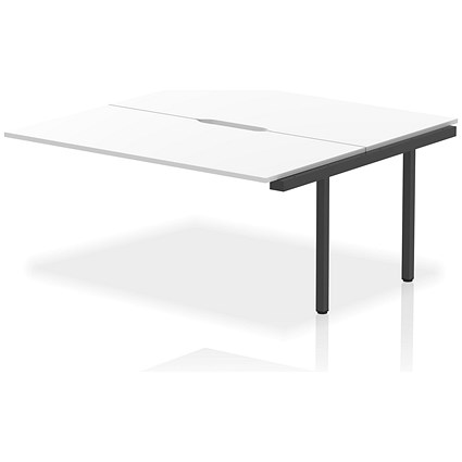 Evolve Plus 1600mm B2B Office Bench Desk Ext Kit White Top Black Frame