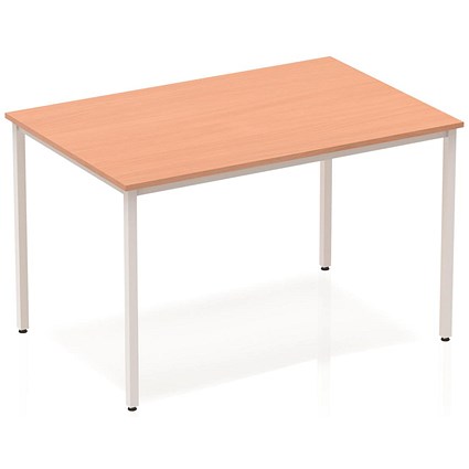 Impulse Rectangular Table, 1200mm, Beech, Silver Box Frame Leg