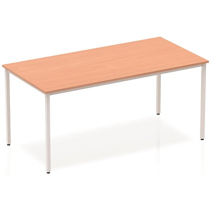 Impulse Rectangular Table, 1600mm, Beech, Silver Box Frame Leg