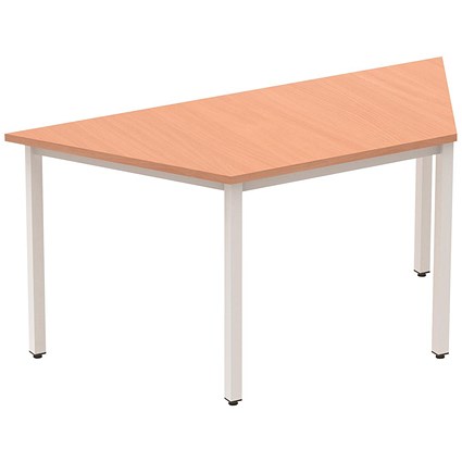 Impulse Trapezoidal Table, 1600mm, Beech, Silver Box Frame Leg