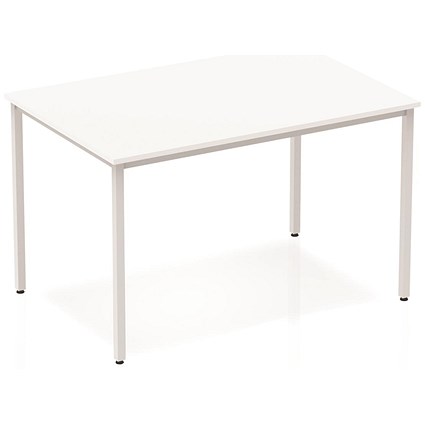 Impulse Rectangular Table, 1200mm, White, Silver Box Frame Leg
