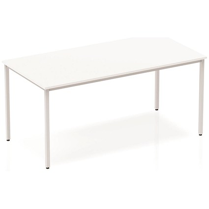 Impulse Rectangular Table, 1600mm, White, Silver Box Frame Leg