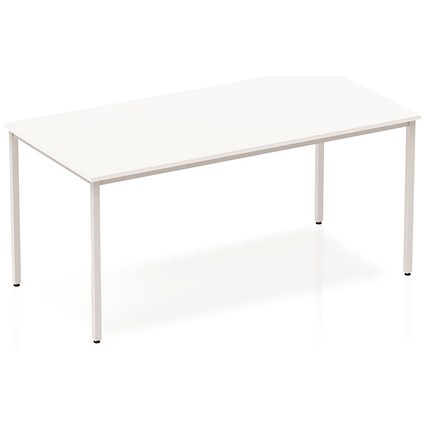 Impulse Rectangular Table, 1600mm, White, Silver Box Frame Leg Impulse Rectangular Table, 1600mm, White, Silver Box Frame Leg