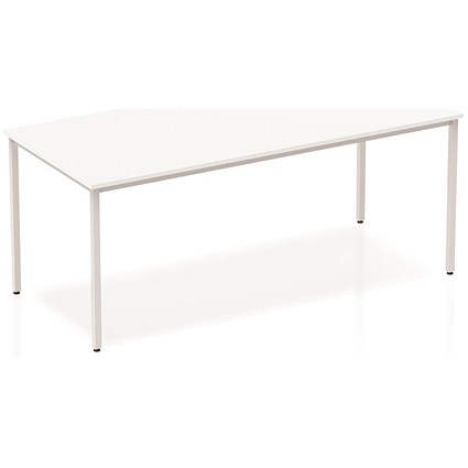 Impulse Rectangular Table, 1800mm, White, Silver Box Frame Leg Impulse Rectangular Table, 1800mm, White, Silver Box Frame Leg