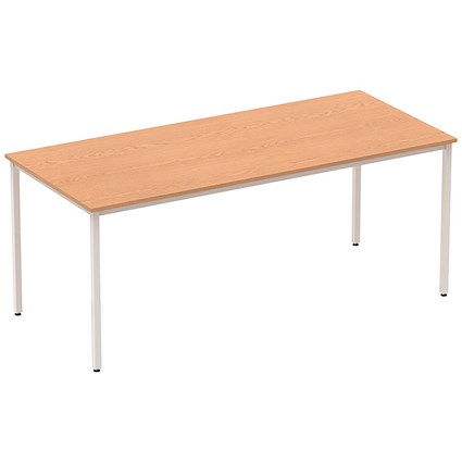 Impulse Rectangular Table, 1800mm, Oak, Silver Box Frame Leg