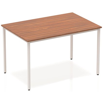 Impulse Rectangular Table, 1200mm, Walnut, Silver Box Frame Leg