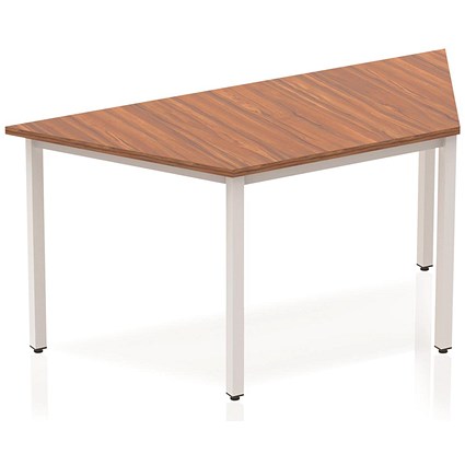 Impulse Trapezoidal Table, 1600mm, Walnut, Silver Box Frame Leg