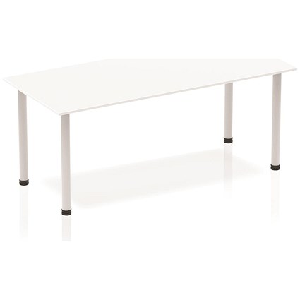 Impulse Rectangular Table, 1800mm, White, Silver Post Leg