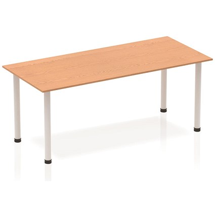 Impulse Rectangular Table, 1800mm, Oak, Silver Post Leg