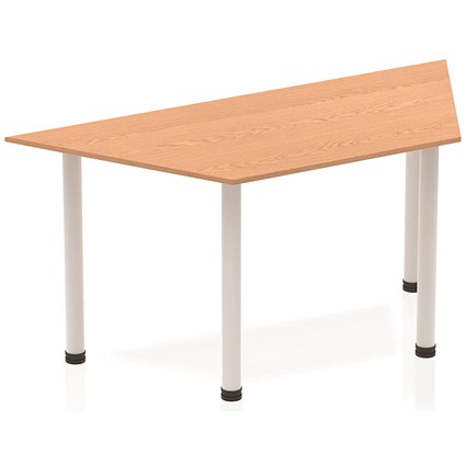 Impulse Trapezoidal Table, 1600mm, Oak, Silver Post Leg