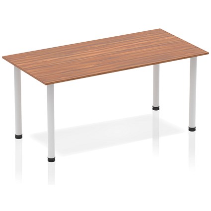 Impulse Rectangular Table, 1400mm, Walnut, Silver Post Leg