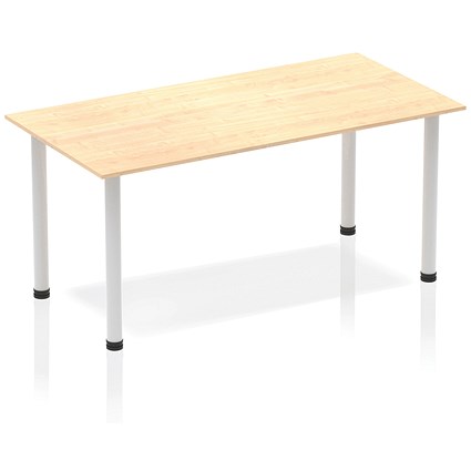 Impulse Rectangular Table, 1400mm, Maple, Silver Post Leg