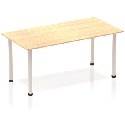 Impulse Rectangular Table, 1600mm, Maple, Silver Post Leg