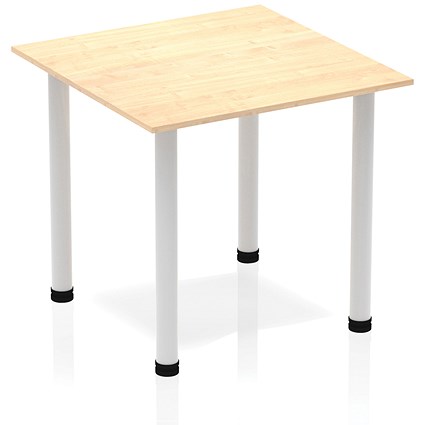 Impulse Square Table, 800mm, Maple, Silver Post Leg