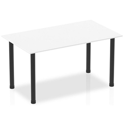 Impulse Rectangular Table, 1400mm, White, Black Post Leg