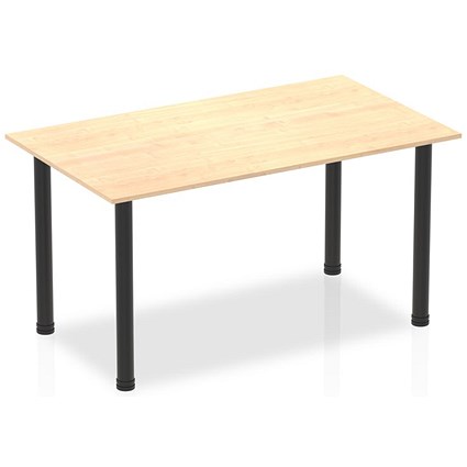 Impulse Rectangular Table, 1400mm, Maple, Black Post Leg