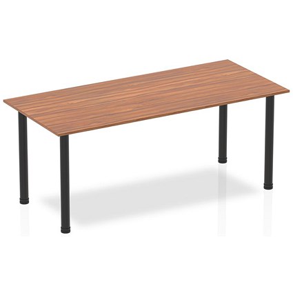 Impulse Rectangular Table, 1800mm, Walnut, Black Post Leg