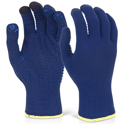 Beeswift Touch Screen Knitted Gloves, Blue, XL, Pack of 10