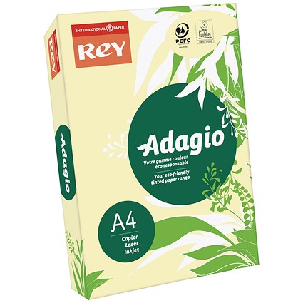 Adagio Coloured Card - Pastel Yellow, A4, 160gsm, Ream (250 Sheets)