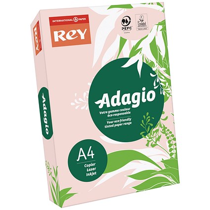 Adagio Coloured Card - Pastel Pink, A4, 160gsm, Ream (250 Sheets)