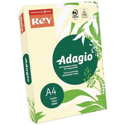 Adagio Coloured Card - Ivory, A4, 160gsm, Ream (250 Sheets)