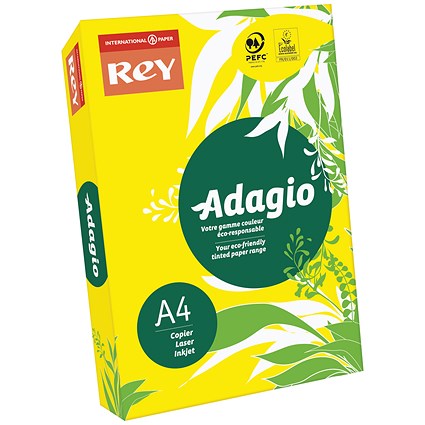 Adagio Coloured Card - Intense Yellow, A4, 160gsm, Ream (250 Sheets)