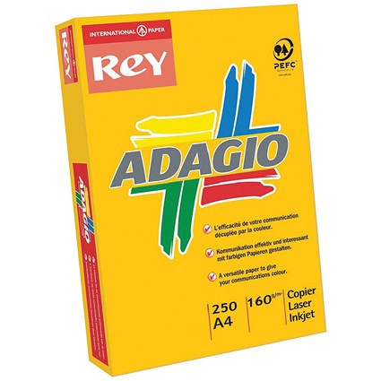 Adagio Coloured Card - Intense Orange, A4, 160gsm, Ream (250 Sheets)