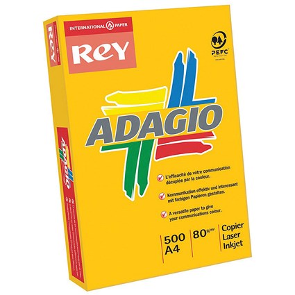 Adagio Coloured Card - Assorted Bright Colours, A4, 160gsm, Ream (250 Sheets)