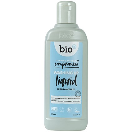 Bio-D Fragrance Free Washing Up Liquid, 750ml, Pack of 12