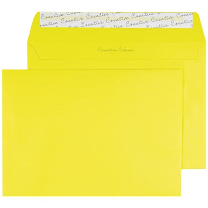Blake Plain Yellow C5 Envelopes, Peel and Seal, 120gsm, Pack of 250