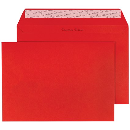 Blake Plain Red C5 Envelopes, Peel and Seal, 120gsm, Pack of 250 Blake Plain Red C5 Envelopes, Peel and Seal, 120gsm, Pack of 250