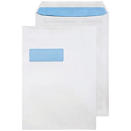 Blake PurelyEveryday C4 White Envelopes, Window, 90gsm, Self Seal, Pack of 50 Blake PurelyEveryday C4 White Envelopes, Window, 90gsm, Self Seal, Pack of 50