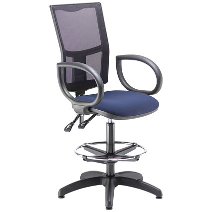 5 Star Lumo Mesh Chair Fixed Arms/Draughtsman Kit Royal Blue