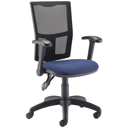 5 Star Lumo Mesh Chair with Folding Arms Royal Blue