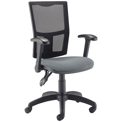 5 Star Lumo Mesh Chair with Folding Arms Charcoal