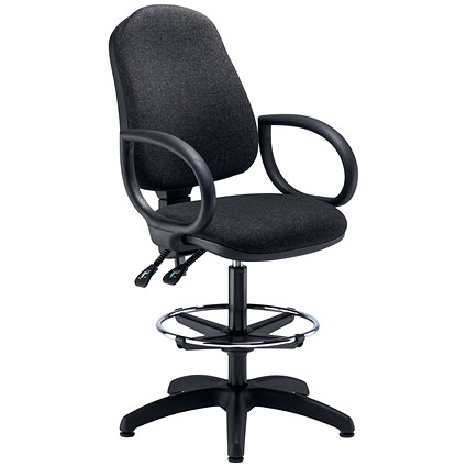 5 Star Lumo Hbk Chair Fixed Arms/Draughtsman Kit Black