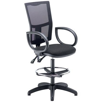 5 Star Lumo Mesh Chair Fixed Arms and Draughtsman Kit Black