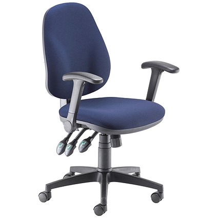 5 Star Teso High Back Task Chair with Folding Arms Blue