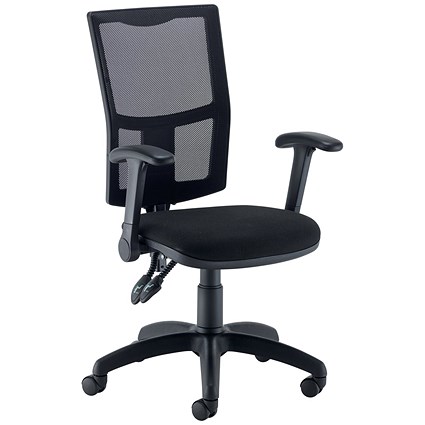 5 Star Lumo Mesh Chair with Folding Arms Black