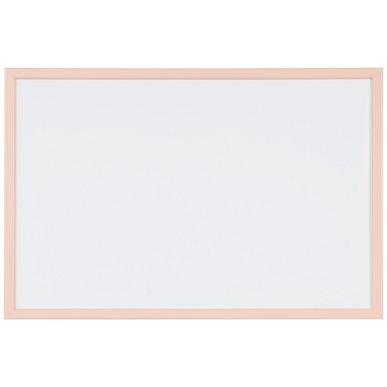 Bi-Office Pastel Non-Magnetic Whiteboard, Salmon Frame, 600x400mm