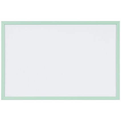 Bi-Office Pastel Non-Magnetic Whiteboard, Green Frame, 600x400mm
