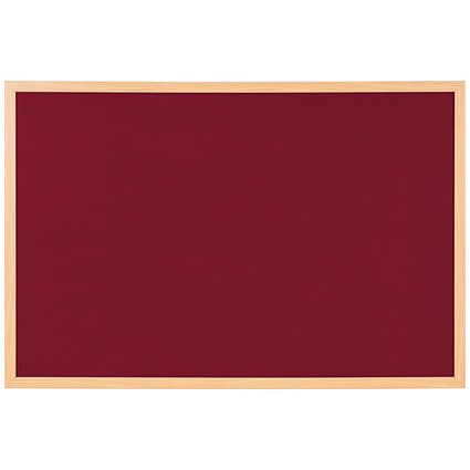 Bi-Office Earth Prime Felt Notice Board Oak MDF Frame Burgundy 180x120cm