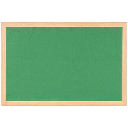 Bi-Office Earth Prime Felt Notice Board Oak MDF Frame Green 180x120cm