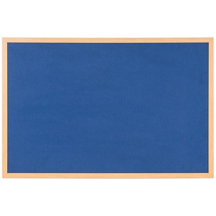 Bi-Office Earth Executive Felt Notice Board Oak MDF Frame Blue 120x90cm