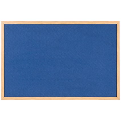 Bi-Office Earth Executive Felt Notice Board Oak MDF Frame Blue 150x120cm
