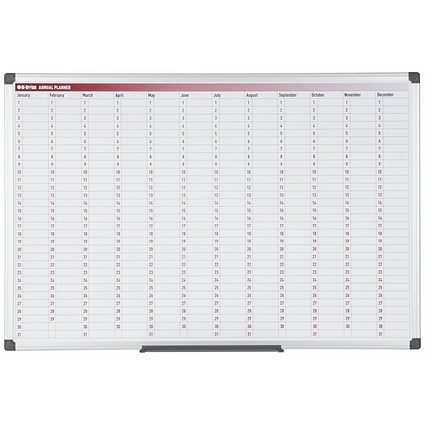 Bi-Office Maya 365 Day Magnetic Annual Planner, 900x600mm