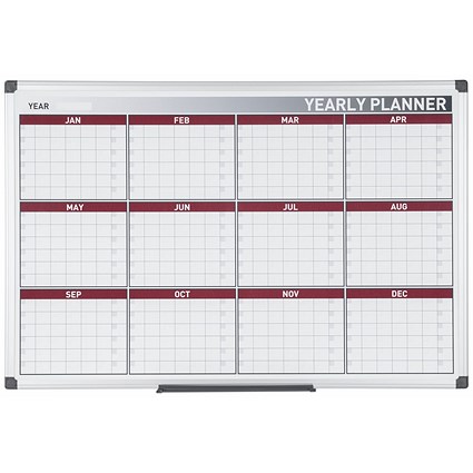 Bi-Office Maya 12 Month Magnetic Annual Planner, 900x600mm Bi-Office Maya 12 Month Magnetic Annual Planner, 900x600mm