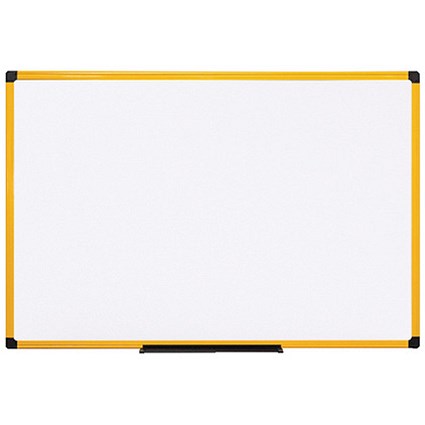 Bi-Office Ultrabrite Magnetic Drywipe Board / Yellow Frame / W1200xH900mm